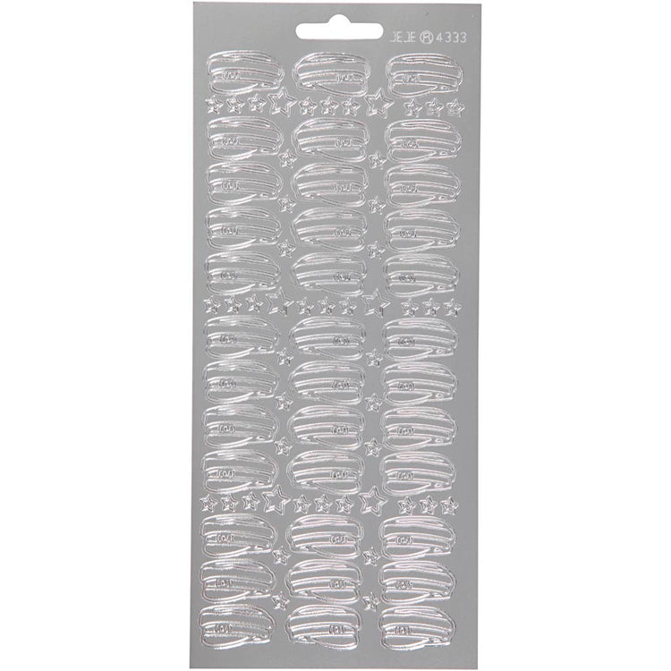 Stickers, hoed, vel 10x23 cm, zilver, 1 vel