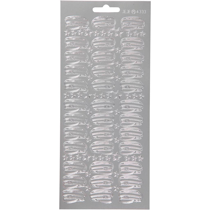 Stickers, hoed, vel 10x23 cm, zilver, 1 vel
