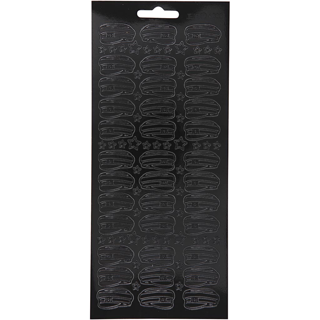 Stickers, hoed, vel 10x23 cm, zwart, 1 vel
