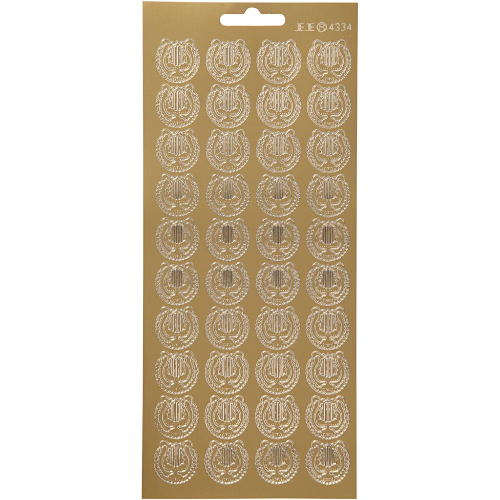 Stickers, lier, vel 10x23 cm, goud, 1 vel
