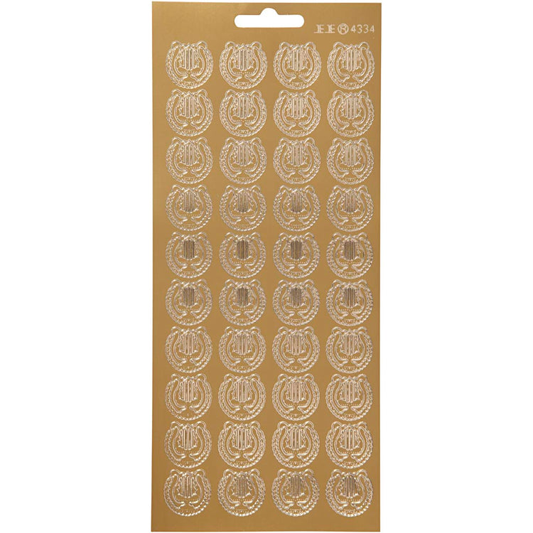Stickers, lier, vel 10x23 cm, goud, 1 vel