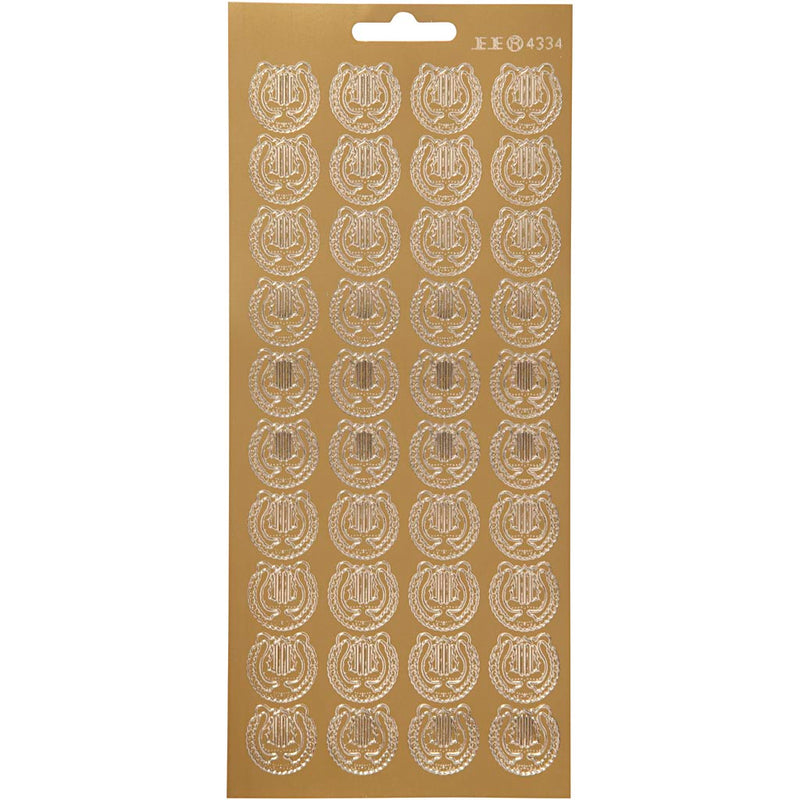 Stickers, lier, vel 10x23 cm, goud, 1 vel