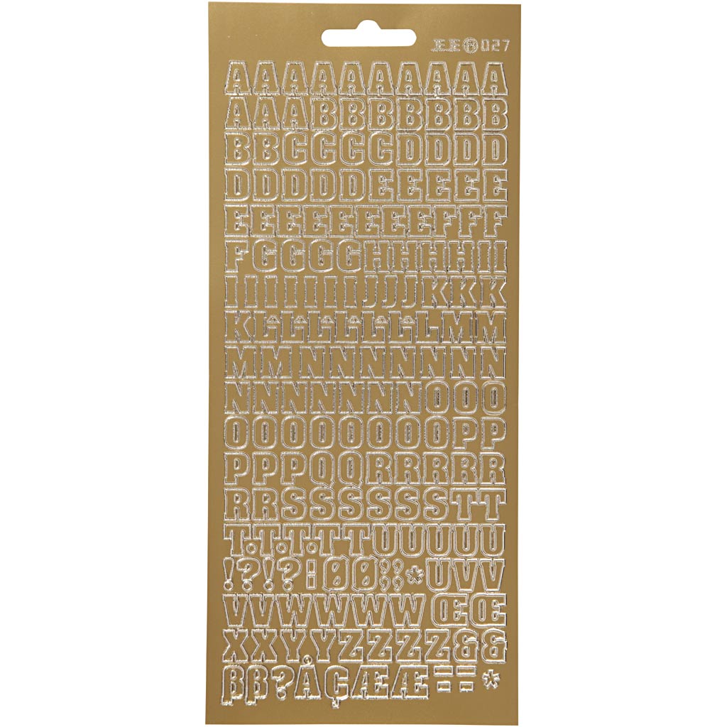 Stickers, alfabet, vel 10x23 cm, goud, 1 vel