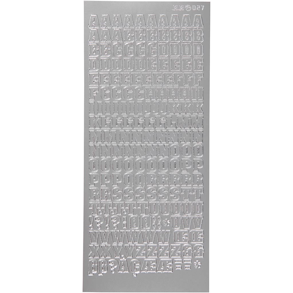 Stickers, alfabet, vel 10x23 cm, zilver, 1 vel