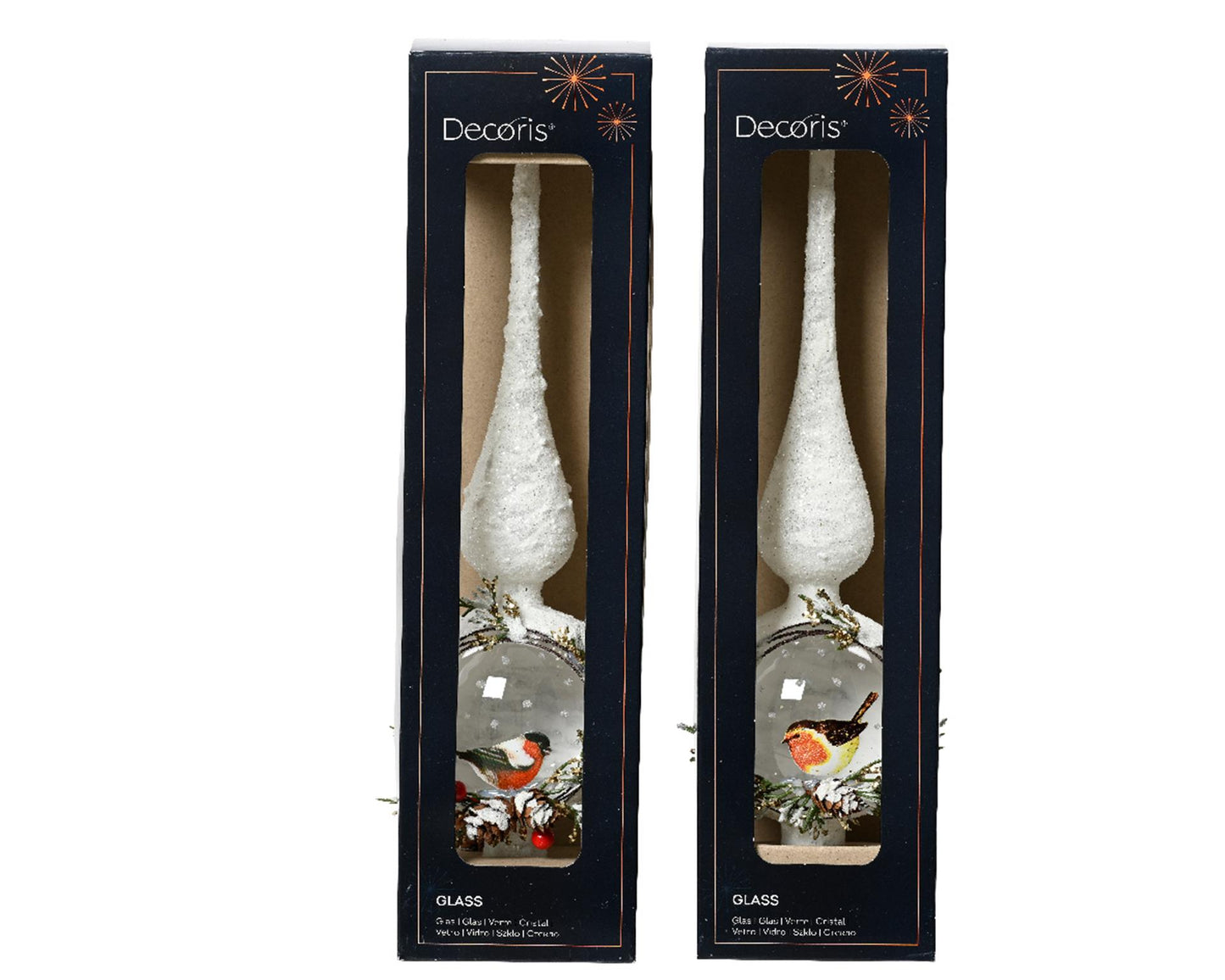 Decoris piek vogels van glas dia8cmx31cm