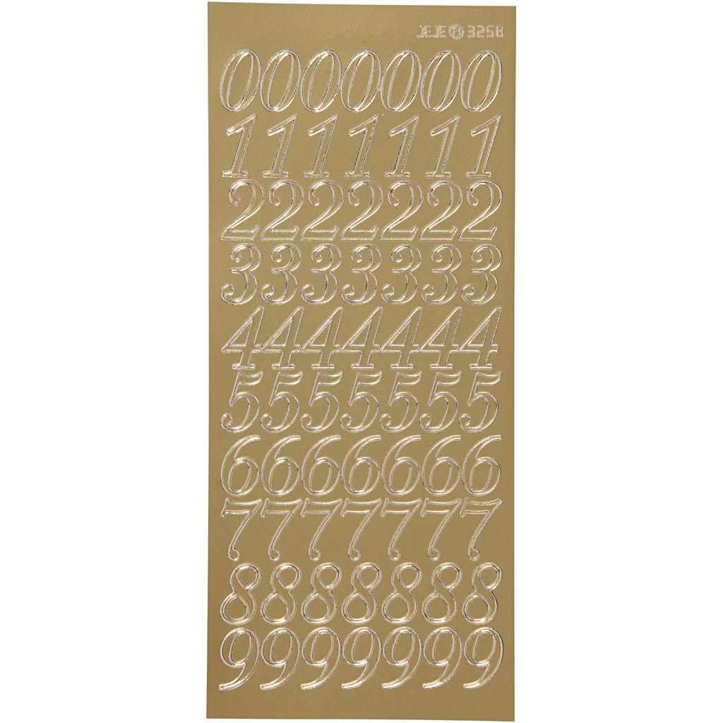 Stickers, cijfers, vel 10x23 cm, goud, 1 vel