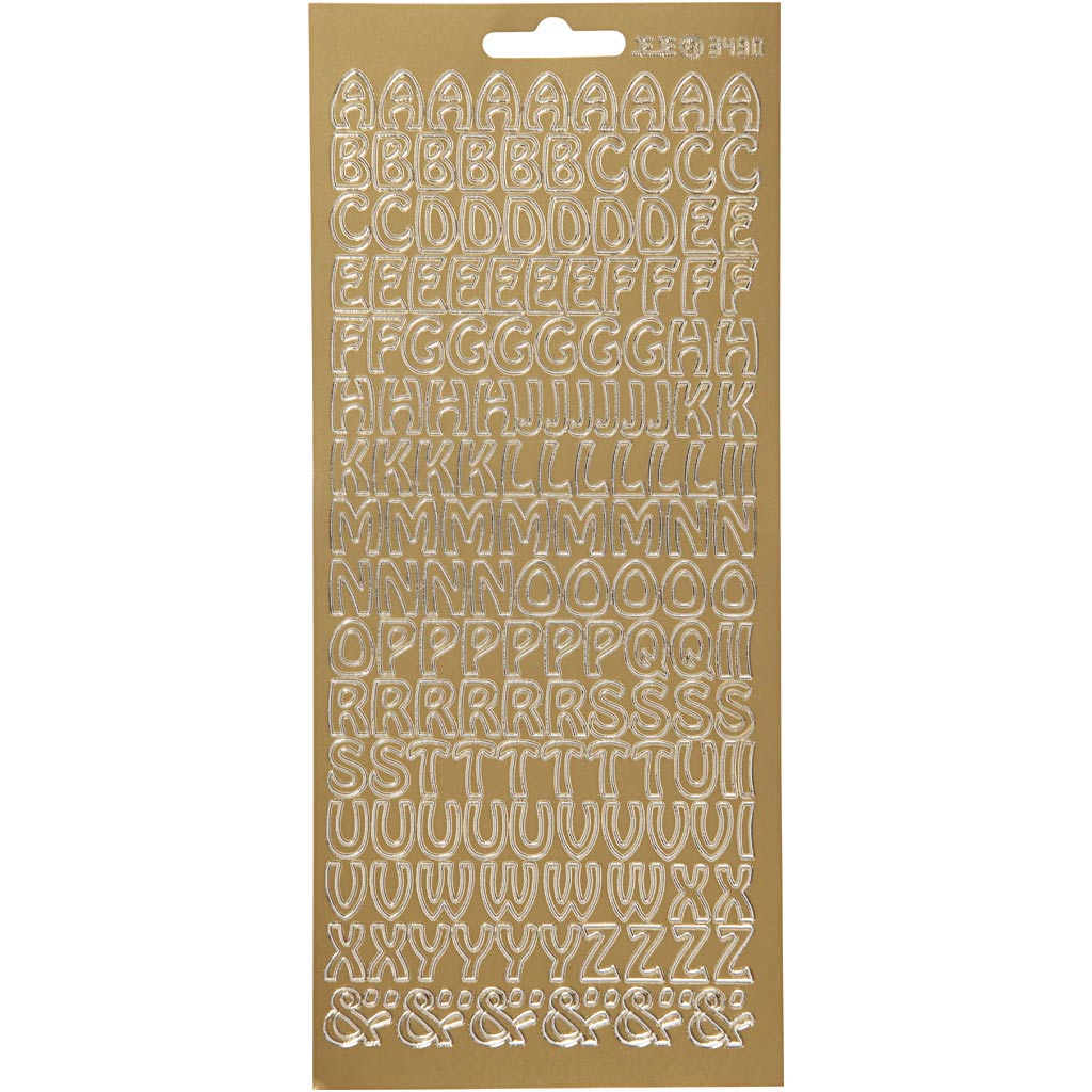 Stickers, alfabet, vel 10x23 cm, goud, 1 vel