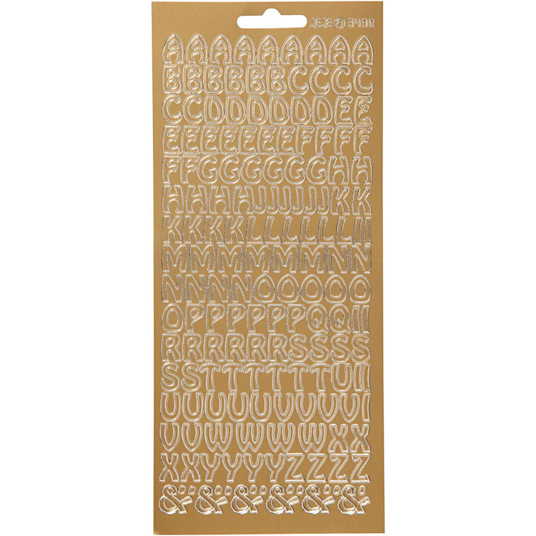 Stickers, alfabet, vel 10x23 cm, goud, 1 vel