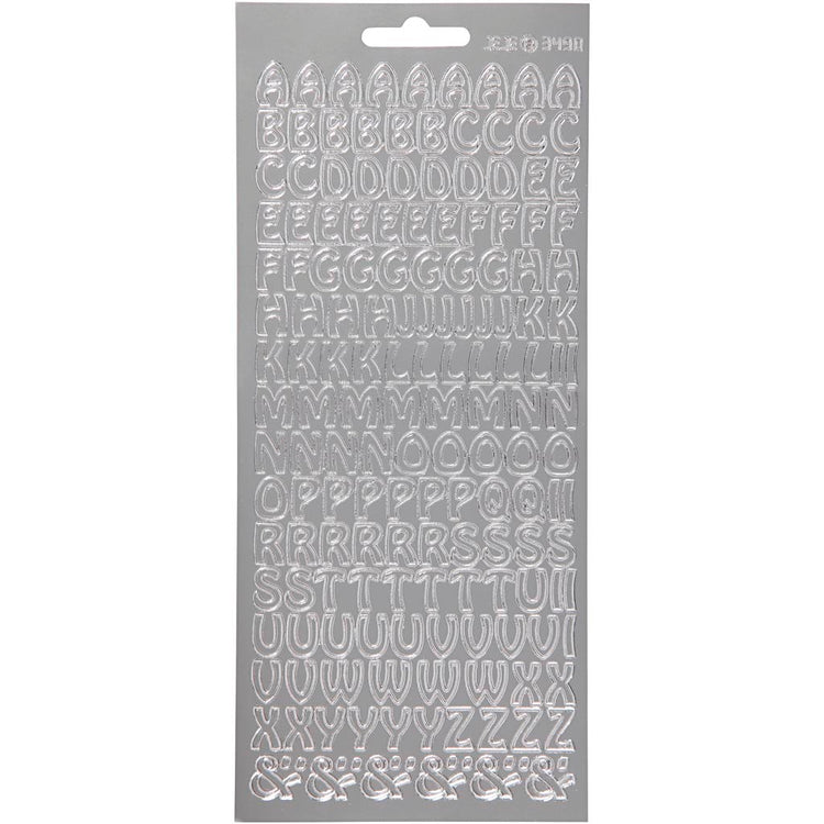 Stickers, alfabet, vel 10x23 cm, zilver, 1 vel