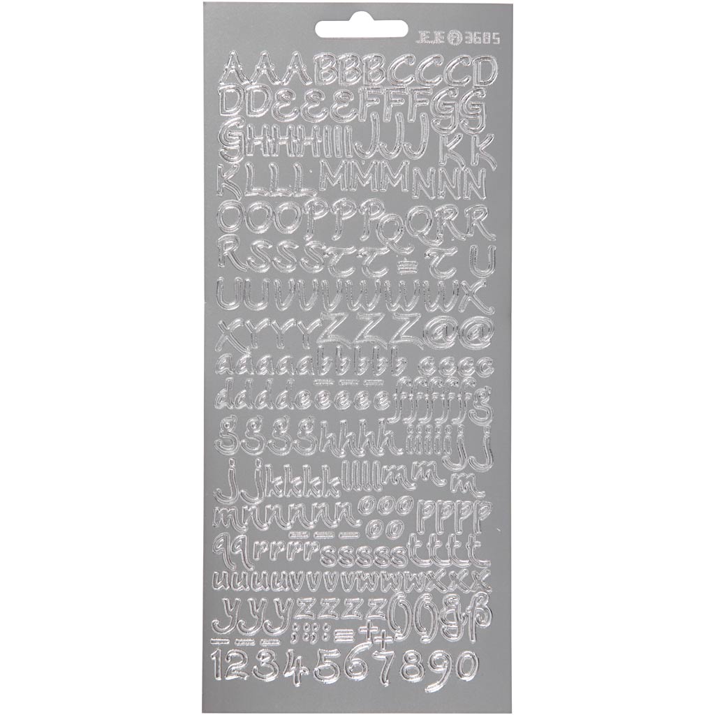 Stickers, alfabet, vel 10x23 cm, zilver, 1 vel