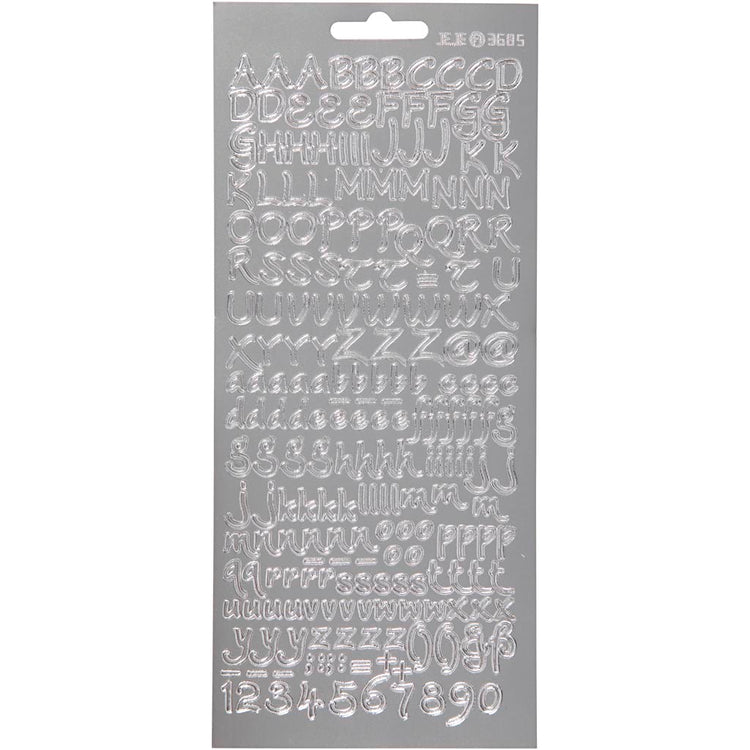 Stickers, alfabet, vel 10x23 cm, zilver, 1 vel