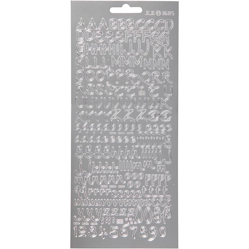 Stickers, alfabet, vel 10x23 cm, zilver, 1 vel