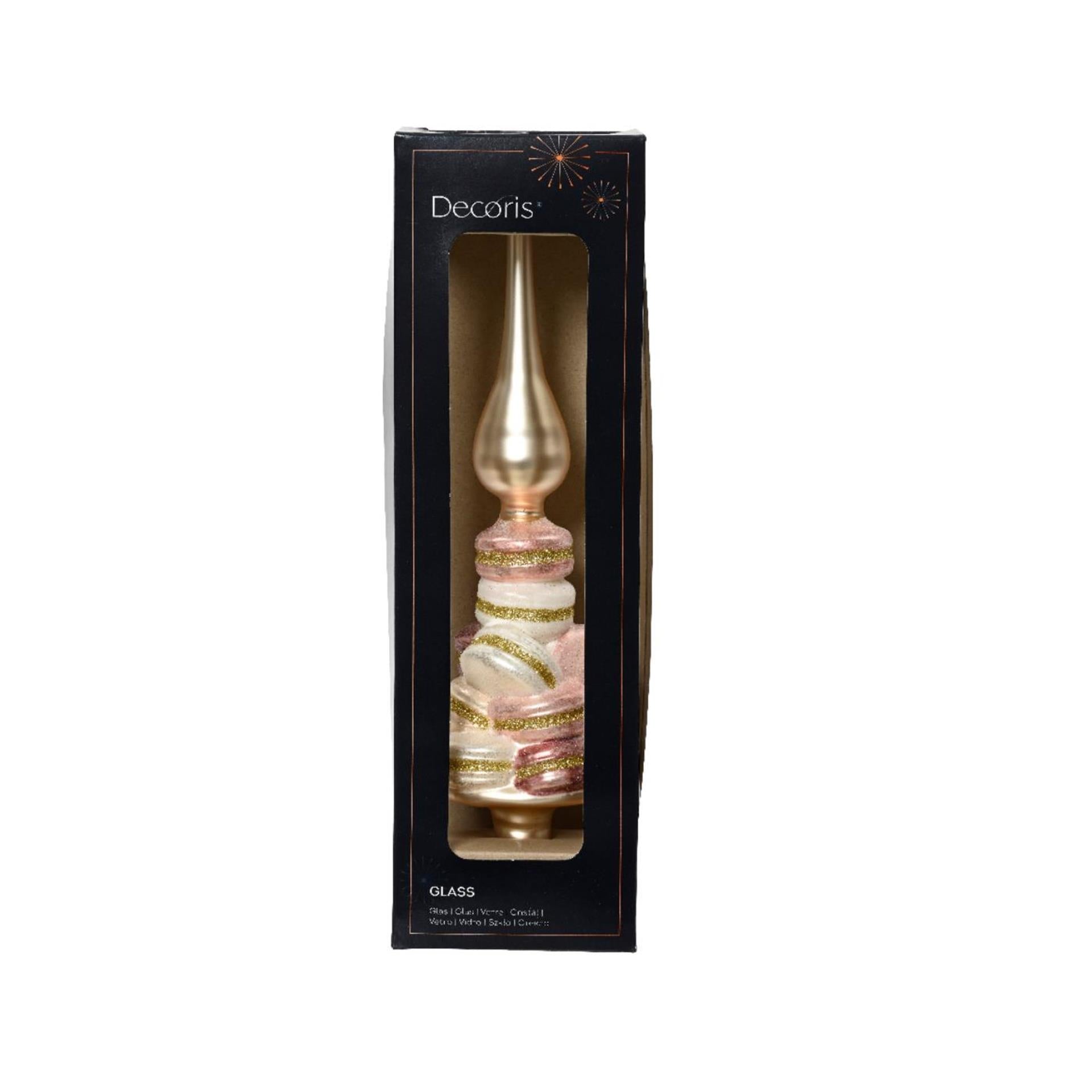 Decoris piek met macarons glas ø8xh29,5cm
