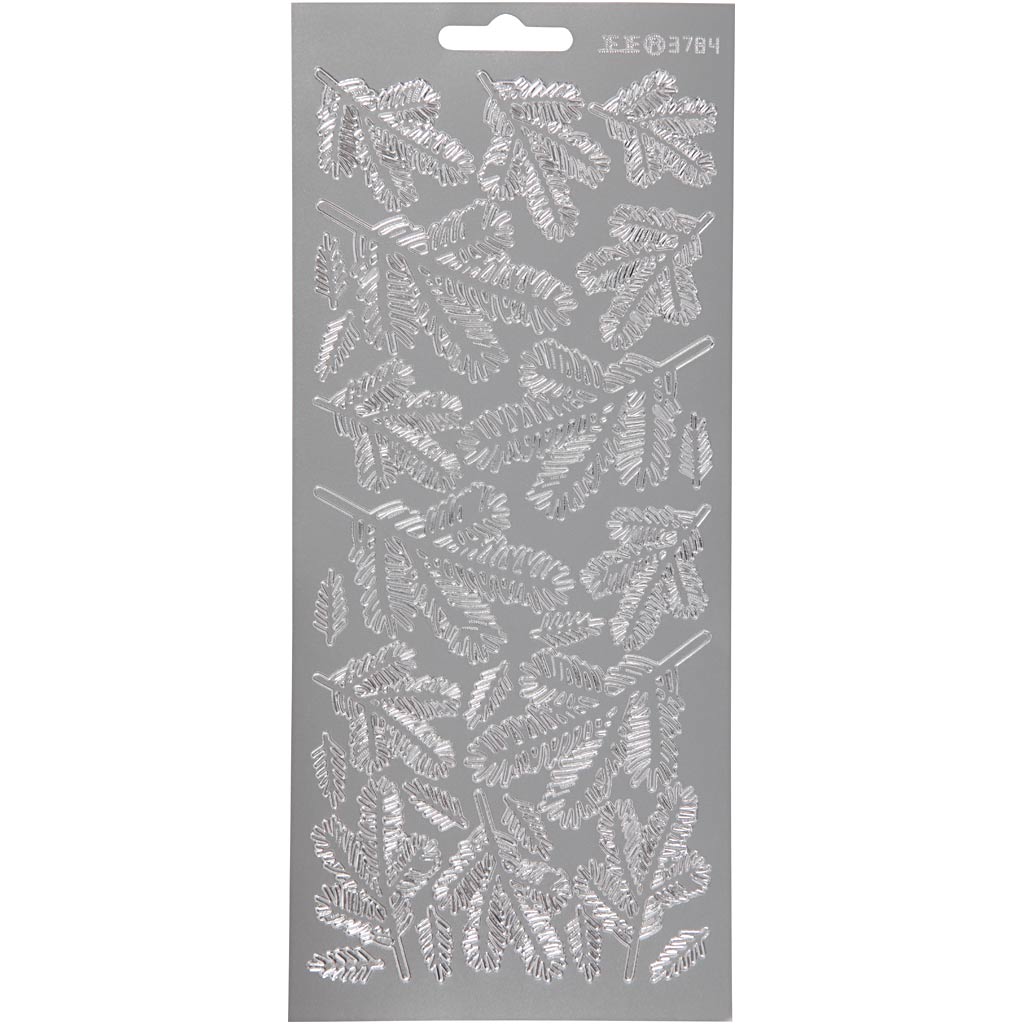 Stickers, twijgen, vel 10x23 cm, zilver, 1 vel