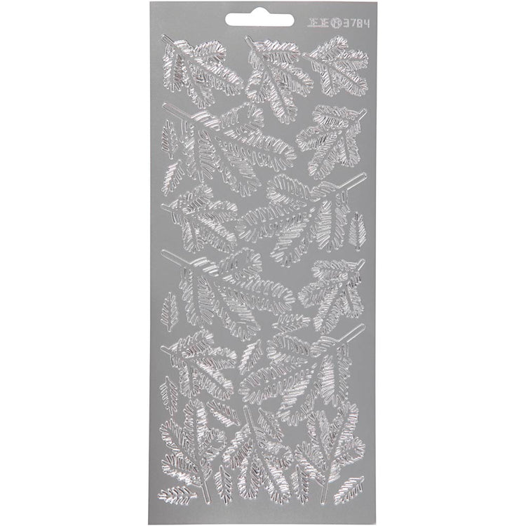 Stickers, twijgen, vel 10x23 cm, zilver, 1 vel