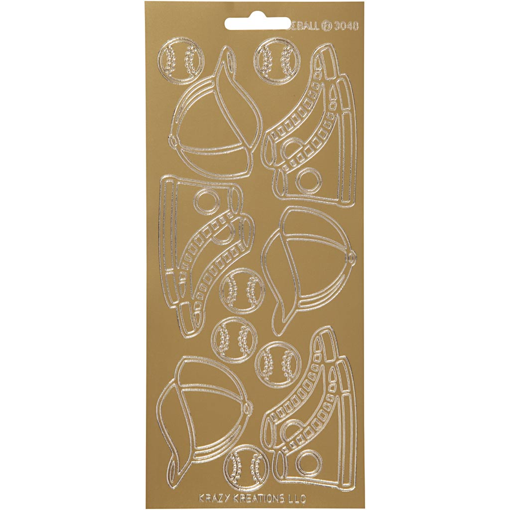 Stickers, sport, vel 10x23 cm, goud, 1 vel