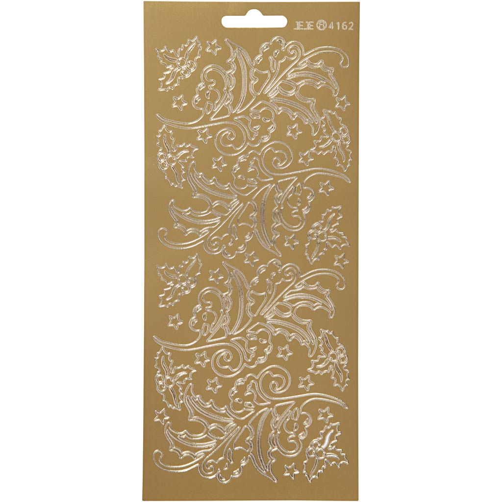 Stickers, hulst, vel 10x23 cm, goud, 1 vel