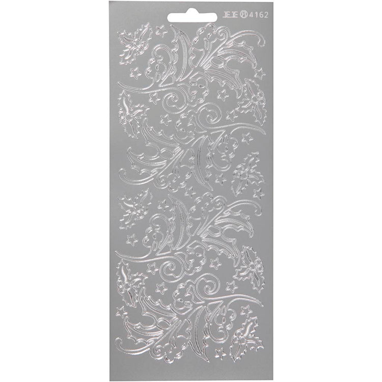Stickers, hulst, vel 10x23 cm, zilver, 1 vel