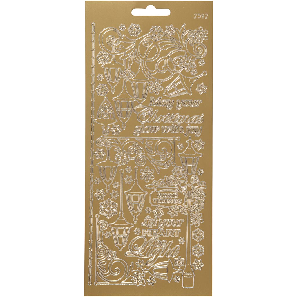 Stickers, lantaarnen, vel 10x23 cm, goud, 1 vel
