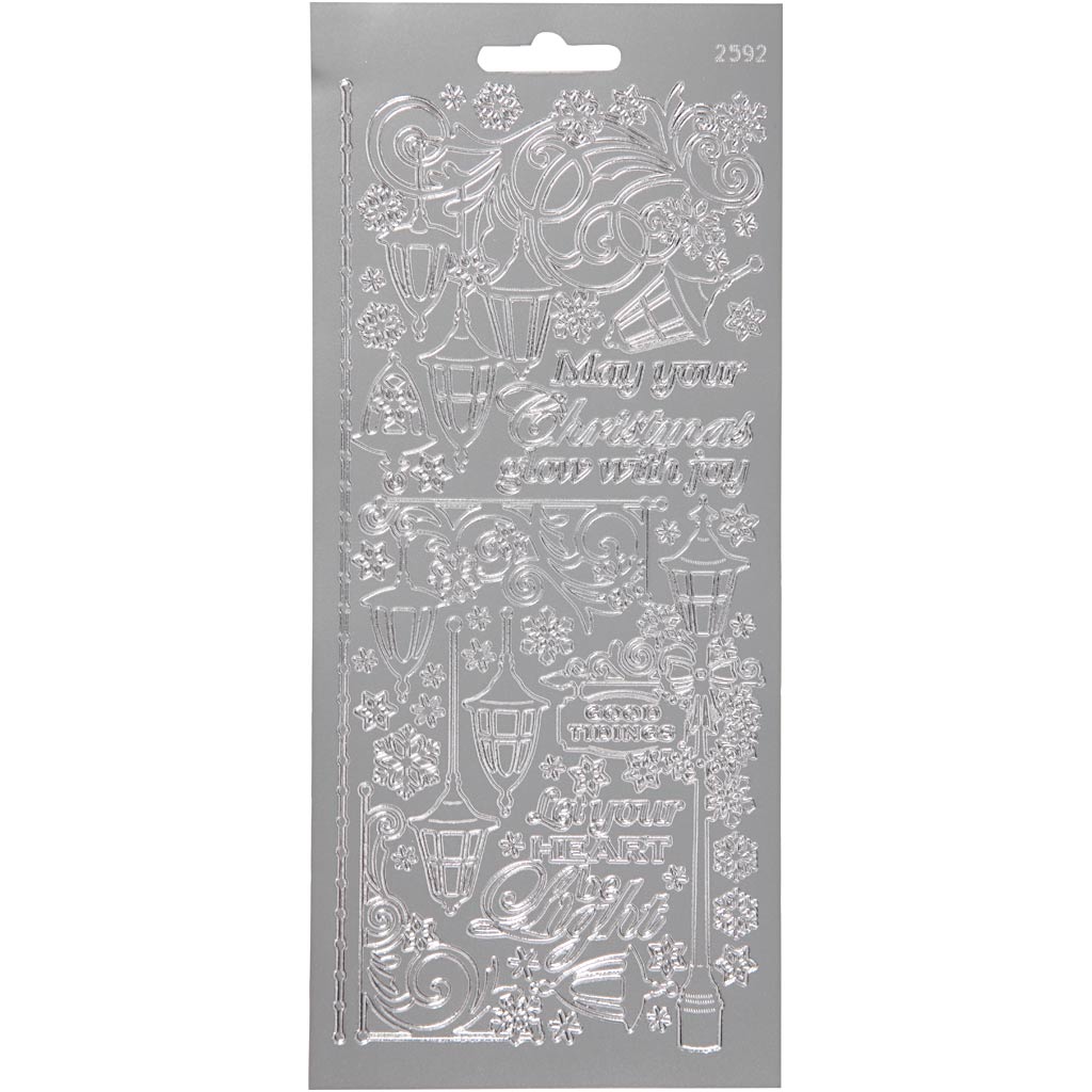 Stickers, lantaarnen, vel 10x23 cm, zilver, 1 vel
