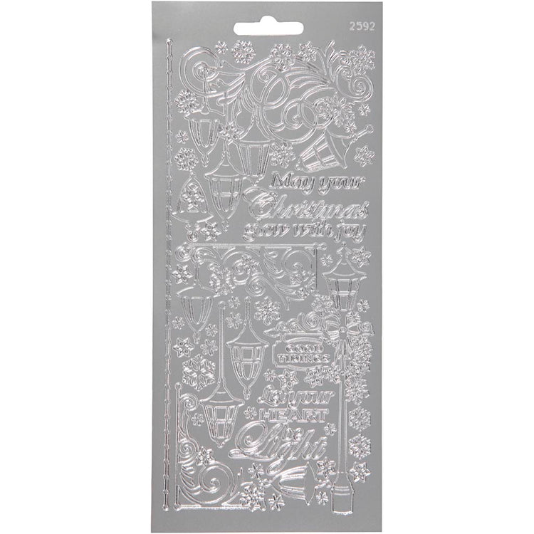 Stickers, lantaarnen, vel 10x23 cm, zilver, 1 vel