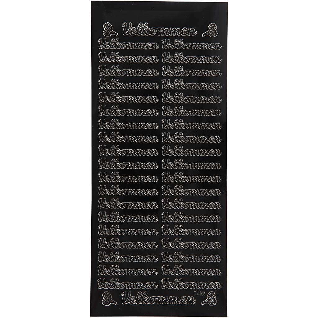 Stickers, velkommen, vel 10x23 cm, zwart, 1 vel
