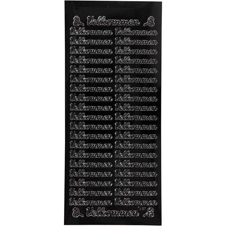 Stickers, velkommen, vel 10x23 cm, zwart, 1 vel