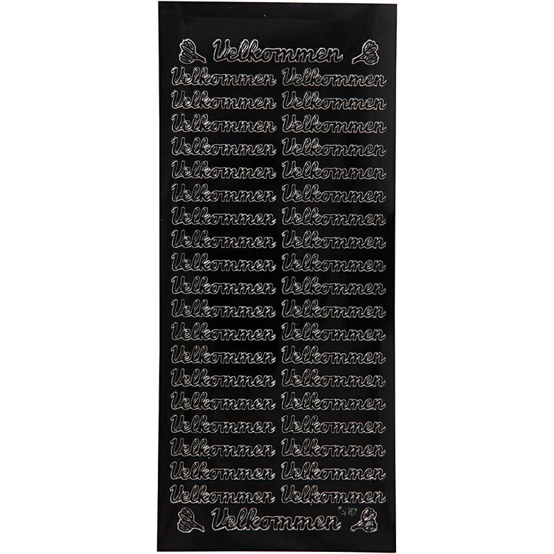 Stickers, velkommen, vel 10x23 cm, zwart, 1 vel