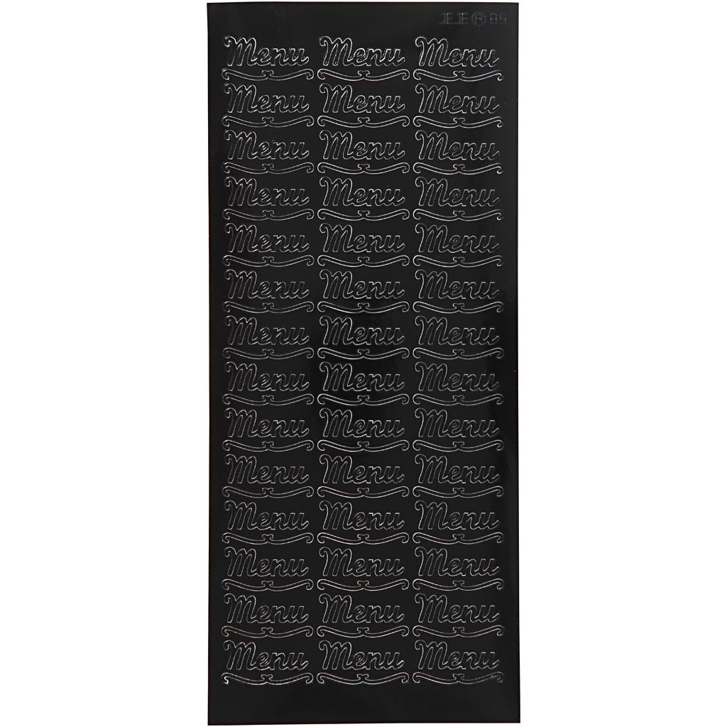 Stickers, menu, vel 10x23 cm, zwart, 1 vel