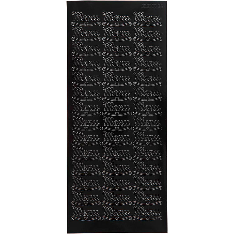 Stickers, menu, vel 10x23 cm, zwart, 1 vel