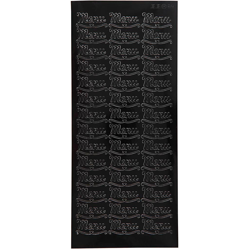 Stickers, menu, vel 10x23 cm, zwart, 1 vel