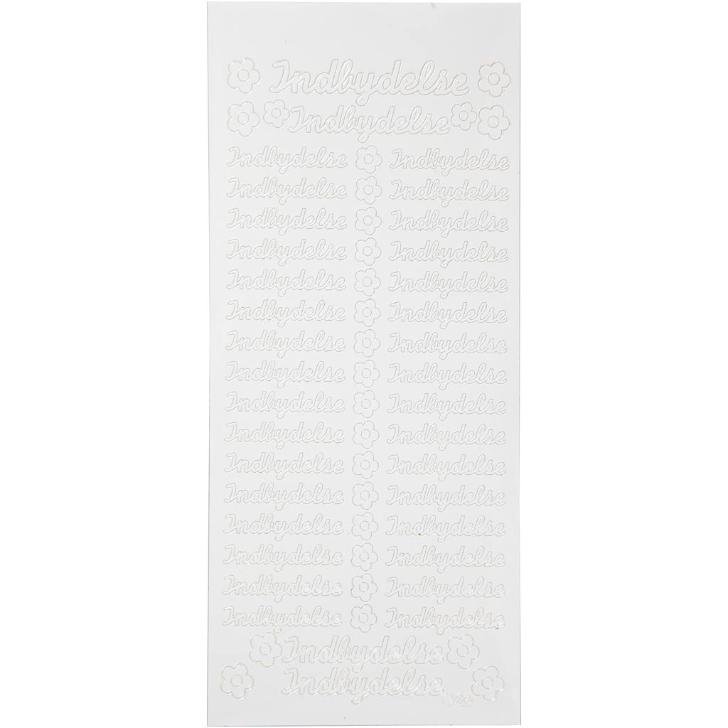 Stickers, indbydelse, vel 10x23 cm, wit, 1 vel