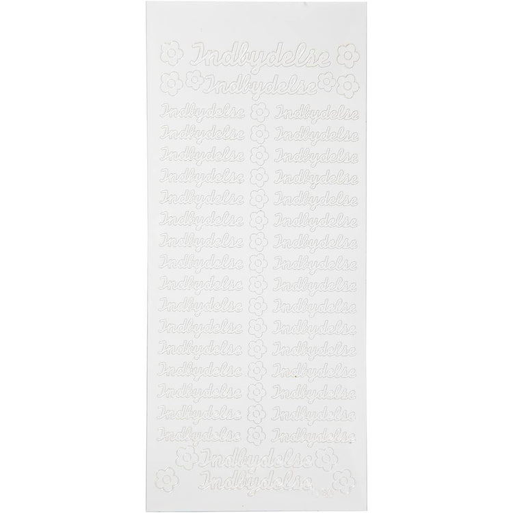 Stickers, indbydelse, vel 10x23 cm, wit, 1 vel