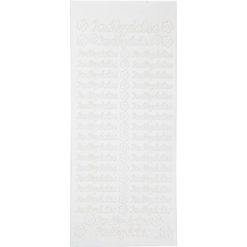 Stickers, indbydelse, vel 10x23 cm, wit, 1 vel