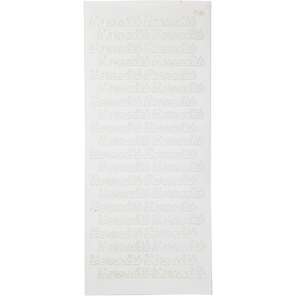Stickers, barnedåb, vel 10x23 cm, wit, 1 vel