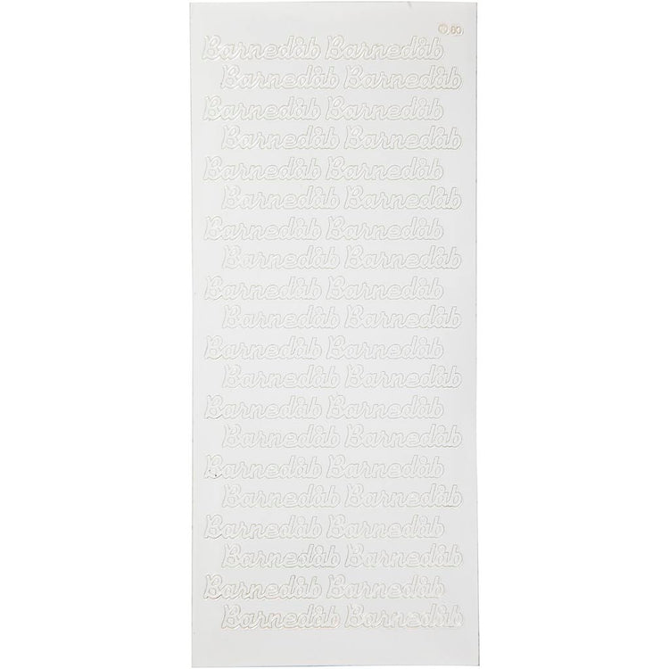 Stickers, barnedåb, vel 10x23 cm, wit, 1 vel