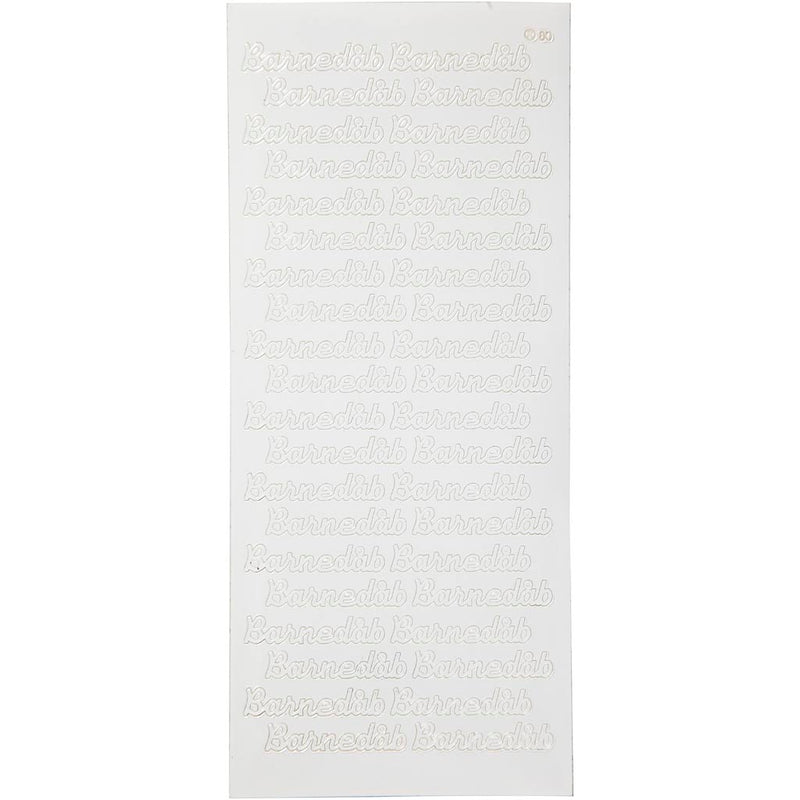 Stickers, barnedåb, vel 10x23 cm, wit, 1 vel