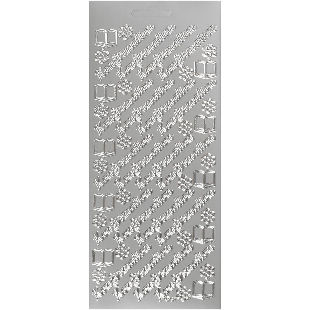 Stickers, konfirmation, zilver, 1 vel