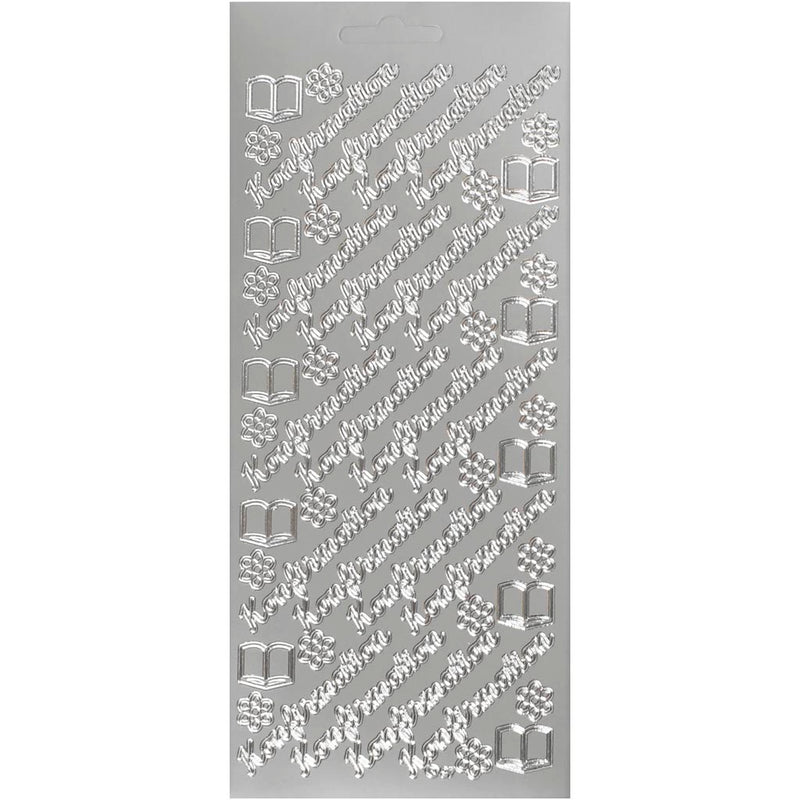 Stickers, konfirmation, zilver, 1 vel