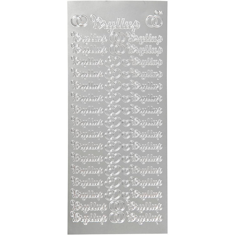 Stickers, bryllup, vel 10x23 cm, zilver, 1 vel