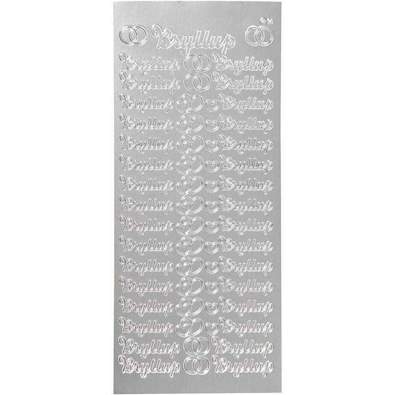 Stickers, bryllup, vel 10x23 cm, zilver, 1 vel
