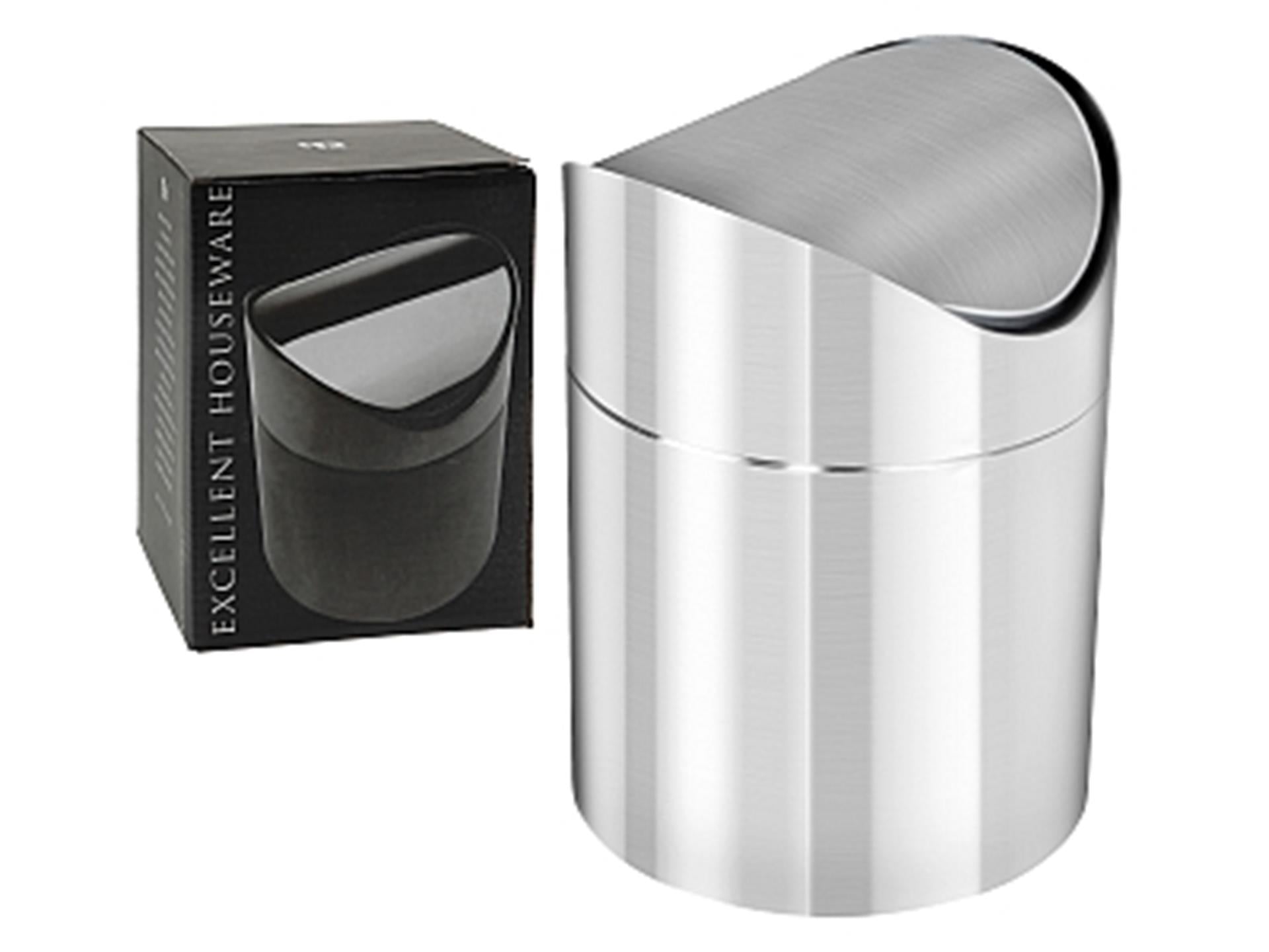 Excellent houseware afvalbakje voor op tafel met swing deksel materiaal rvs