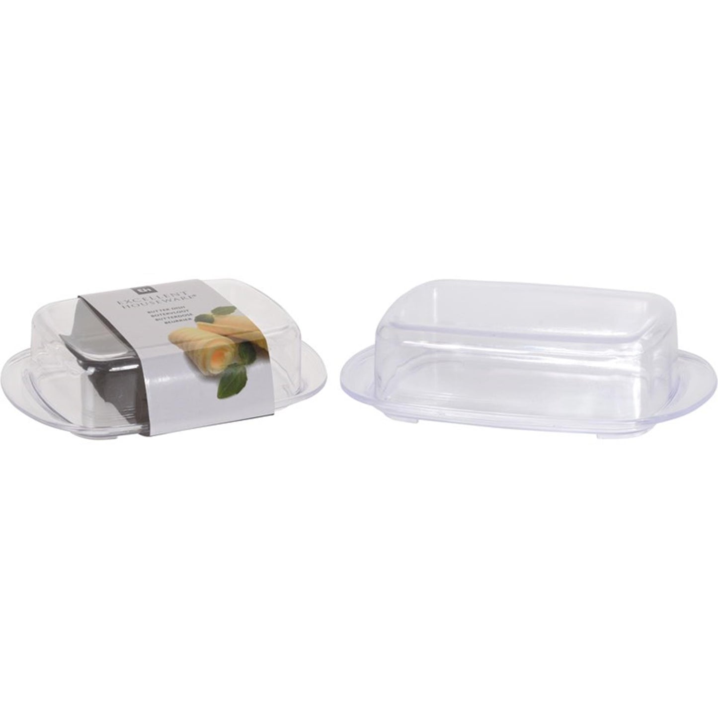 Excellent houseware botervloot met deksel kunststof 17,5 x 11,5 x 5 cm transparant