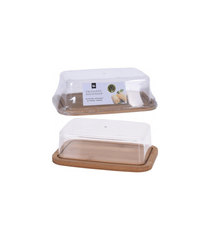 Excellent houseware botervloot met bamboe deksel