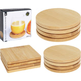 Excellent houseware glazenonderzetterset 4-delig dia.11,5cm bamboe - afbeelding 1