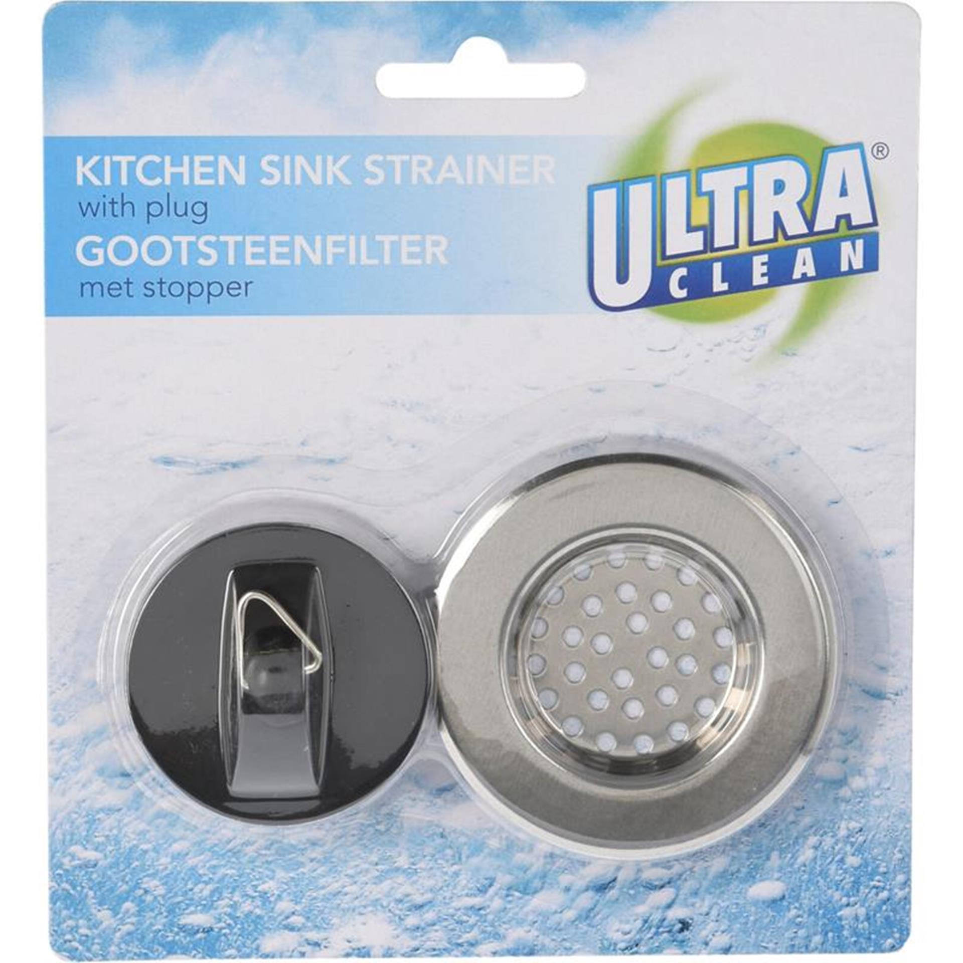 Excellent houseware ultra clean gootsteenzeef rvs (dia.6,5) met rubber stopper (4,5cm)