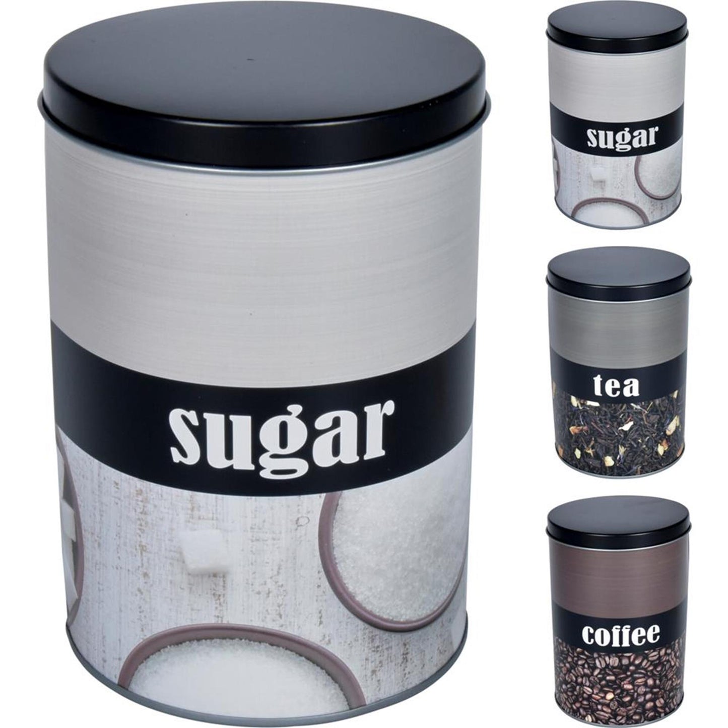 Excellent houseware voorraadblik coffee tea sugar ø10,5xh15cm