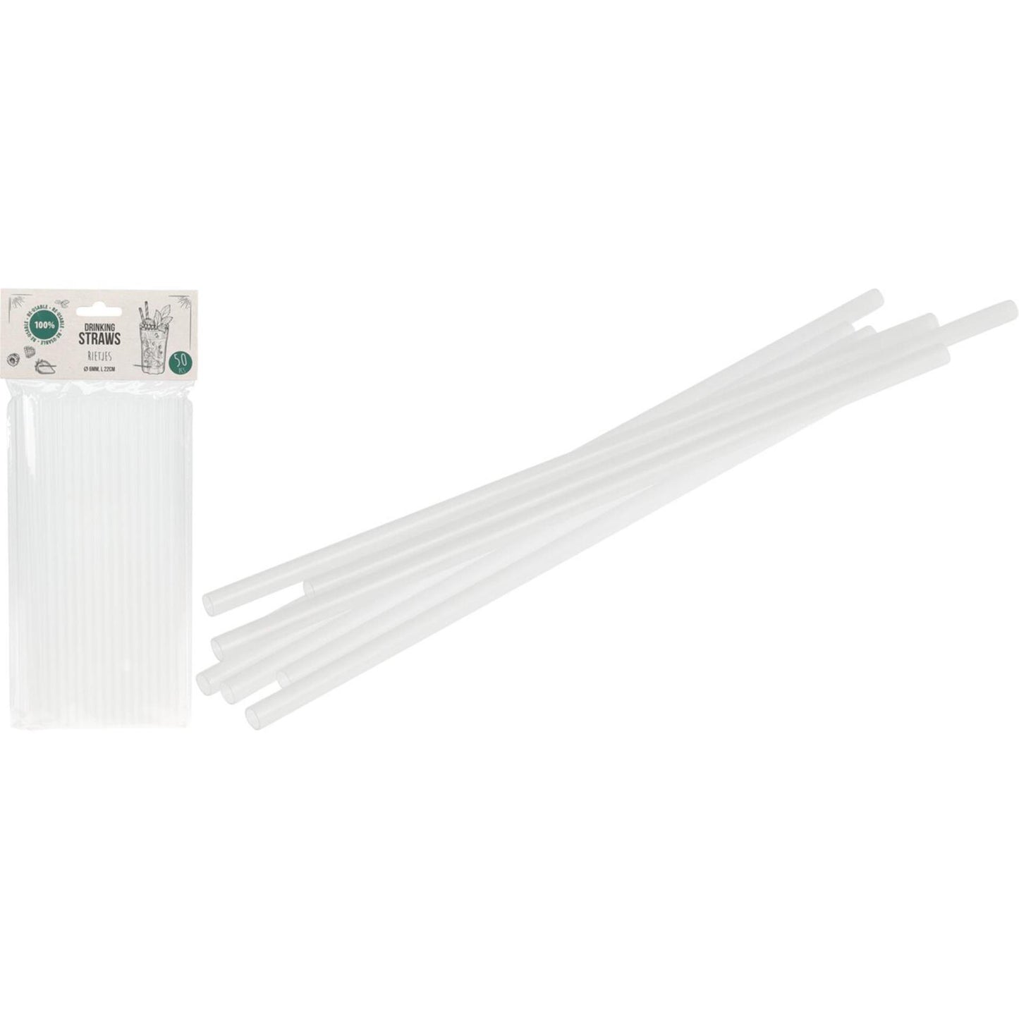 Excellent houseware rietjes van 100% re-useable plastic 22cm lang. pak a 50 stuks