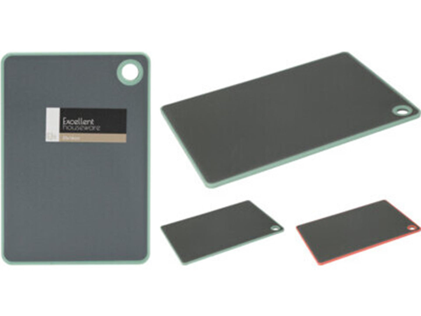 Excellent houseware snijplank kunststof 23x16cm grijs-groen grijs-rood