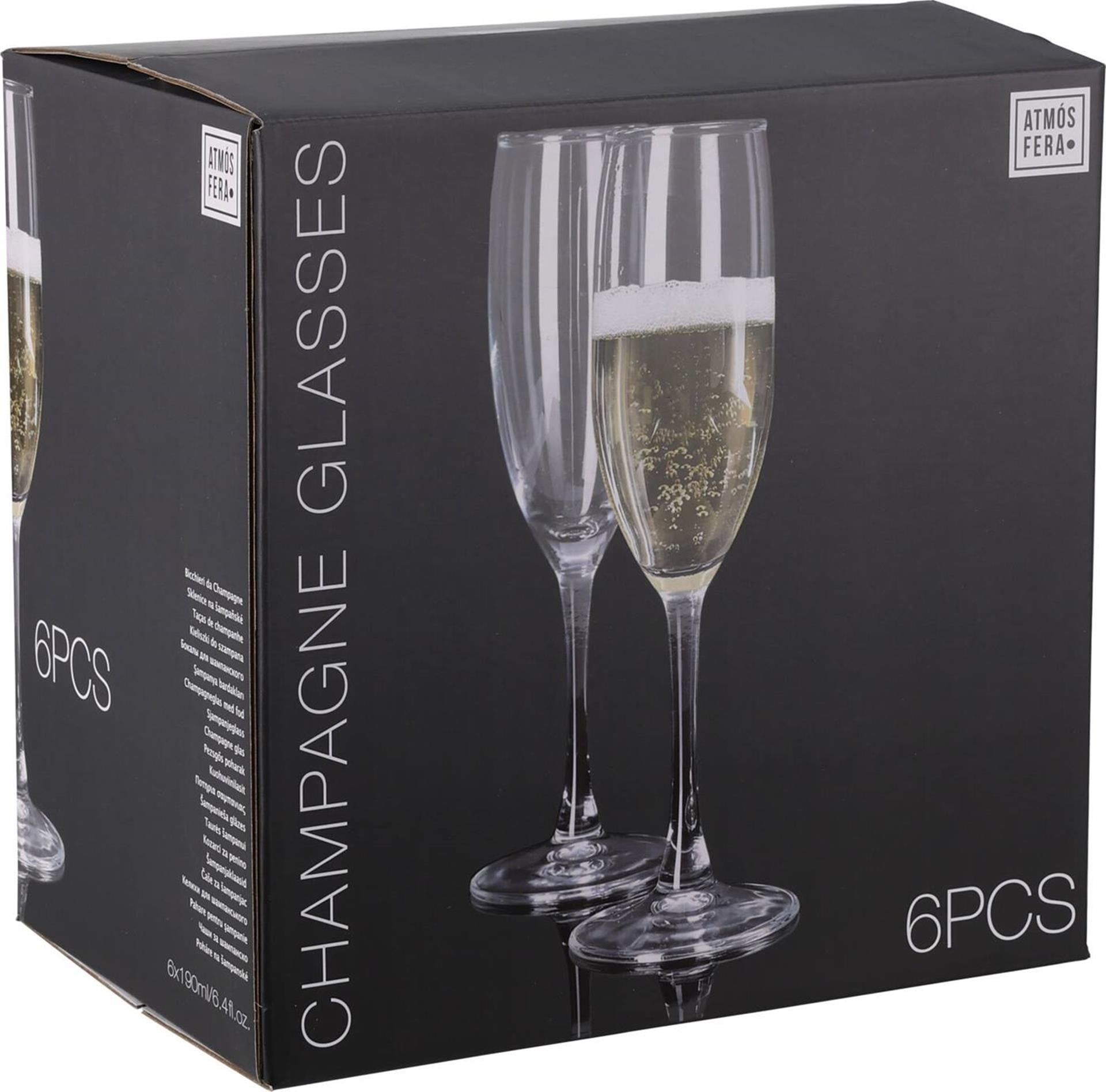 Atmos fera champagneglazenset 6-delig 190ml ø5xh22,5cm